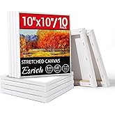 ESRICH 10x10 Stretched Canvas for Painting, 10 Pack Square Canvas for Painting Primed Acid-Free Framed Blank Canvas, Art Canvases for Beginners & Artists to Paint Oil, Acrylic, Pouring Painting.