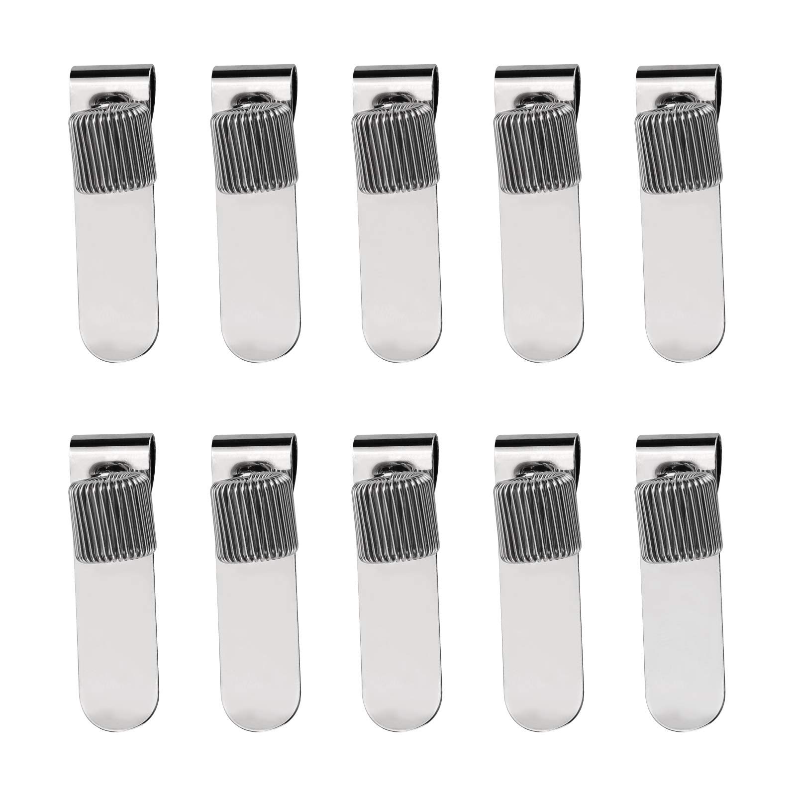 10 pieces Pen Organizer Clips Metal Pen Holder with Pocket Clip and Single Adjustable Spring Loop for Nurses Notebook Clipboard in Home Office, Manganese Steel, Silver, Vertical