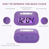 Plumeet Digital Alarm Clock Travel Clock with Snooze Nightlight Purple view 5