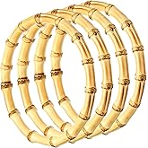 PATIKIL 5.9 Inch Bamboo Purse Handles, 4 Pcs Round Replacement Handmade Rings for Tote Bag Purse Making Decorations, Wood
