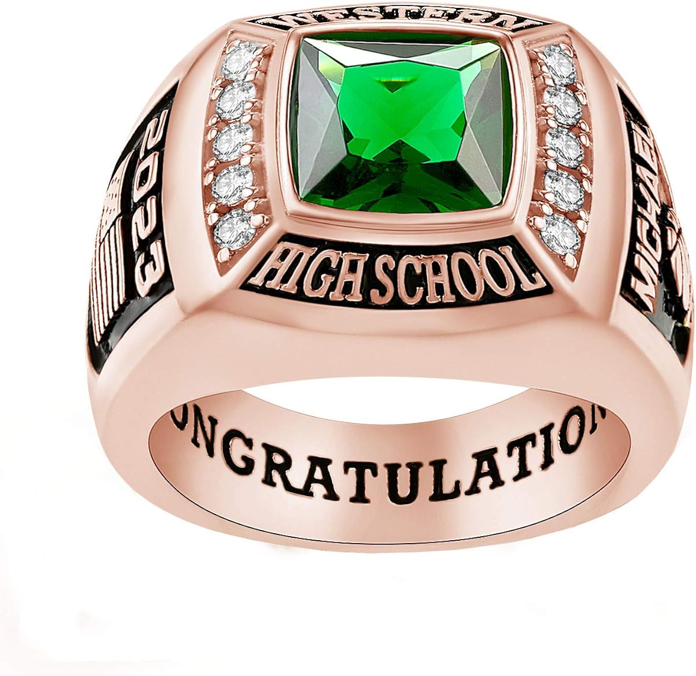 Customized Sterling Silver Men’s High School Class Ring Deluxe