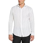 Cubavera Men's Long Sleeve Triple Tuck Emb Shirt, Brilliant White, XX Large