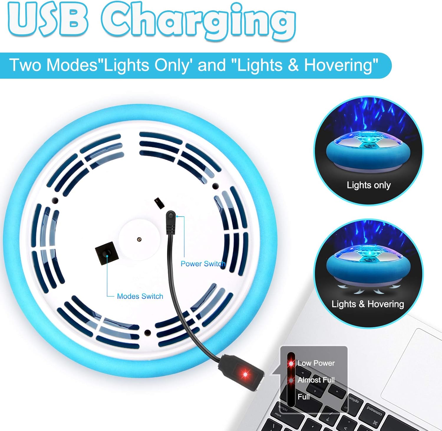 Blasland Hover Soccer Ball - Kids Toys Rechargeable Air Soccer, New Floating Soccer with Led Starlights, Foam Bumpers to Protect Furniture, Indoor Hover Ball, Best Football Toy Gift for Boys & Girls: Toys & Games