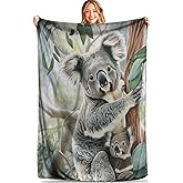 MIEPOS Cute Koala Plush Throw Blanket - Ultra Soft, Cozy Flannel - Lightweight, Warm, and Fuzzy for Couch, Office or Travel - Fluffy Home Decor Perfect for Snuggling 40×50 Inch