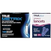 TRUE METRIX Glucose Test Strips 100 Count, TRUEplus 30G Lancets 100 Count | Blood Glucose Test Strips and Lancets, Compatible with TRUE METRIX Family of Self Monitoring Blood Glucose Meters