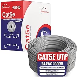 1000ft Cat5e Solid 24AWG Cable UTP Cat5 Bulk Pull