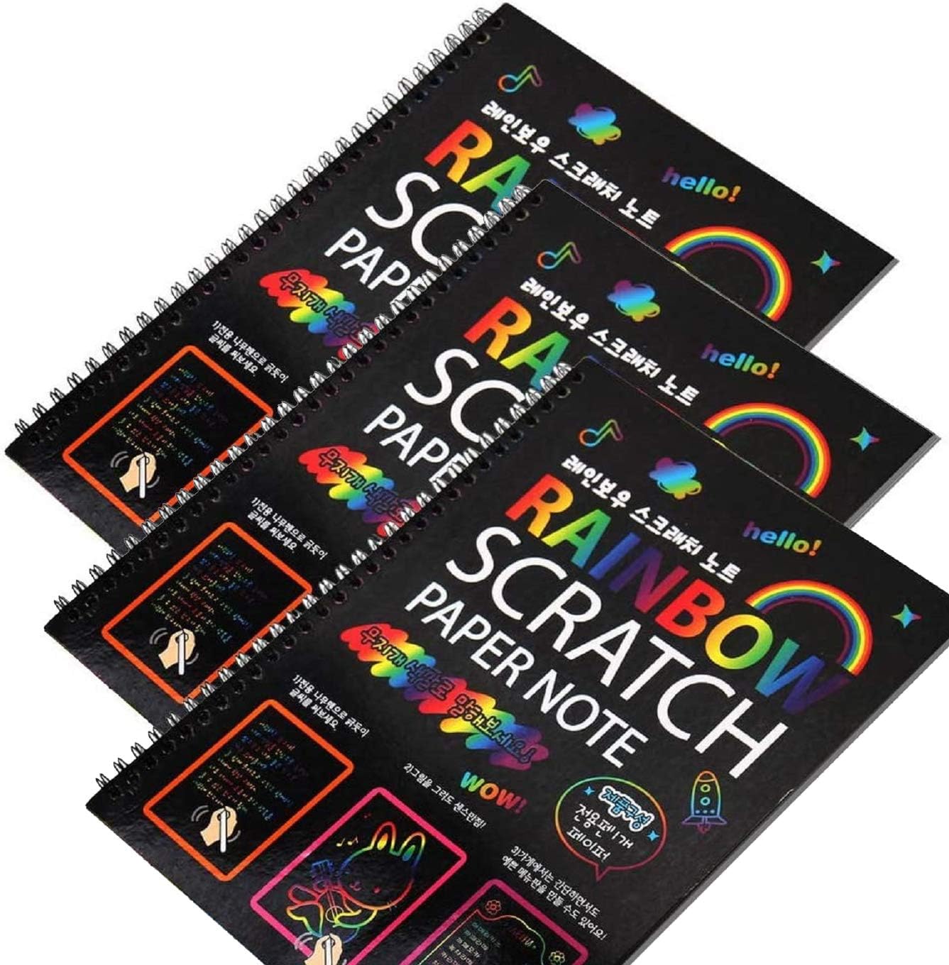 Scratch Art Notebooks, Mini Scratch Paper for Kid Magic Rainbow Scratch Off Paper with Wooden