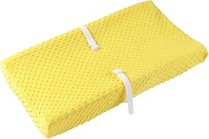 QUENESS Baby Changing Pad Cover, Super Soft Plush Dot Diaper Changing Table Covers for Baby Girls and Boys, Ultra Comfortable, Safe for Babies, Fit 32"/34'' x 16" Pad (Yellow)