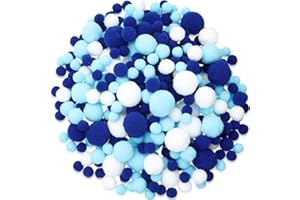 Tegeme 1200 Pcs Pom Poms Balls for Christmas Winter Crafts Home Office School Garlands Decor(Blue, Light Blue and White)
