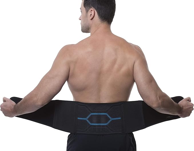 Amazon Com Copper Fit Ice Unisex Adjustable Compression Back Brace Infused With Menthol And Coq10 Black Clothing