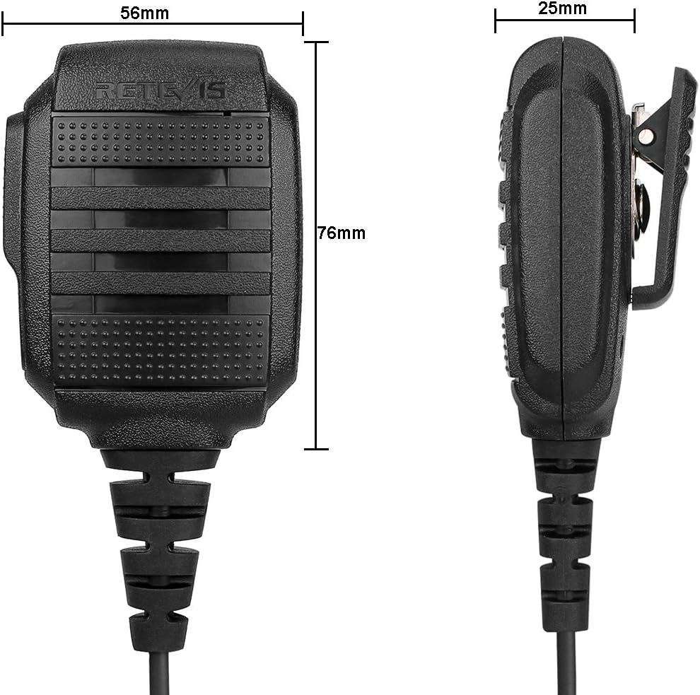 Retevis RS114 Walkie Talkie Speaker Microphone, IP54 Waterproof 2 Pin Handheld Mic - Image 4