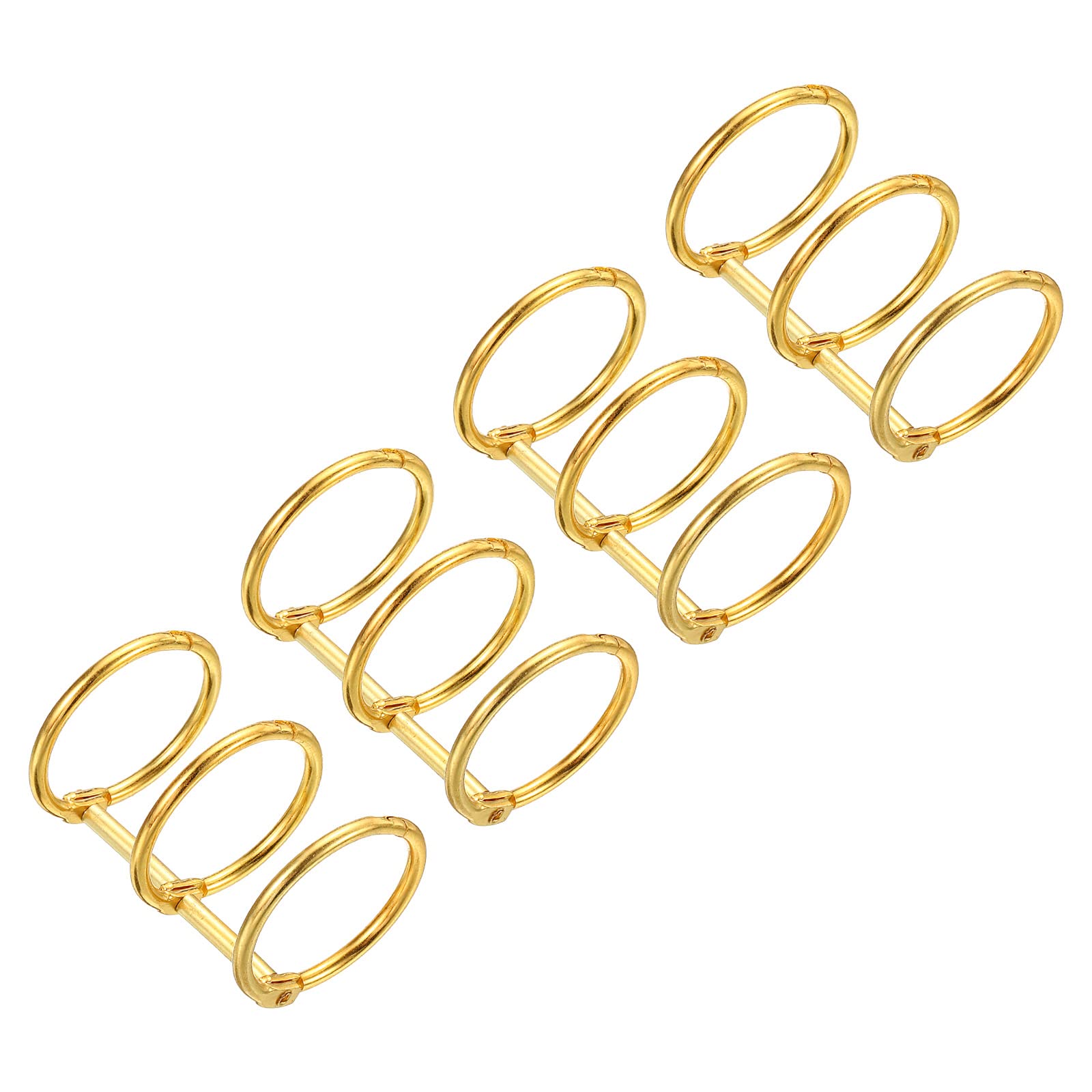 PATIKIL 1" Dia 3-Rings Book Rings, 4 Pack Metal Binder Rings Loose Leaf Ring Detachable for Office Desk Calendar Photo Album, Gold Tone