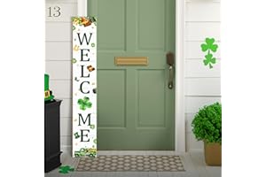 SEIMIP St. Patrick's Day Porch Sign Saint Patrick Wooden Welcome Sign For Front Door Shamrock Clover Home Decoration Vertical Sign For Patio Porch Standing Yard Sign for Indoor Outdoor Garden Wall