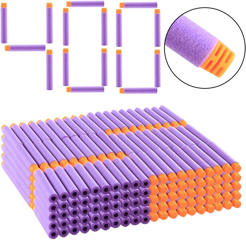 HYZH 400 Pack High Buffered Refill Bullet Darts Foam Bullet Darts for Nerf N-strike Elite Series-Purple