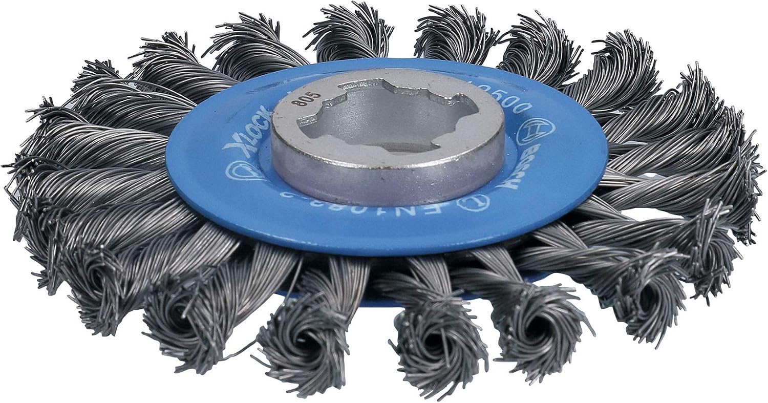 Bosch 1x PRO Steel Longlife Wire Wheel, Knotted Wire for Small Angle Grinder and X-Lock (for Steel diameter 115 mm
