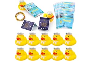 12 Sets Duck Tag Cruise Kits, 12pcs Funny Rubber Ducks for Cruise Ships and 12pcs Tags with Elastic Bands, Yellow Rubber Duck