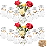 TANEMUDO 14 Pcs 5.7" Plastic Small Vases for Centerpieces Tiny Flower Bulb Plant Propagation Containers Plastic Bud Vases for Hyacinth and Avocado Growing for Wedding and Living Room Table Decorations