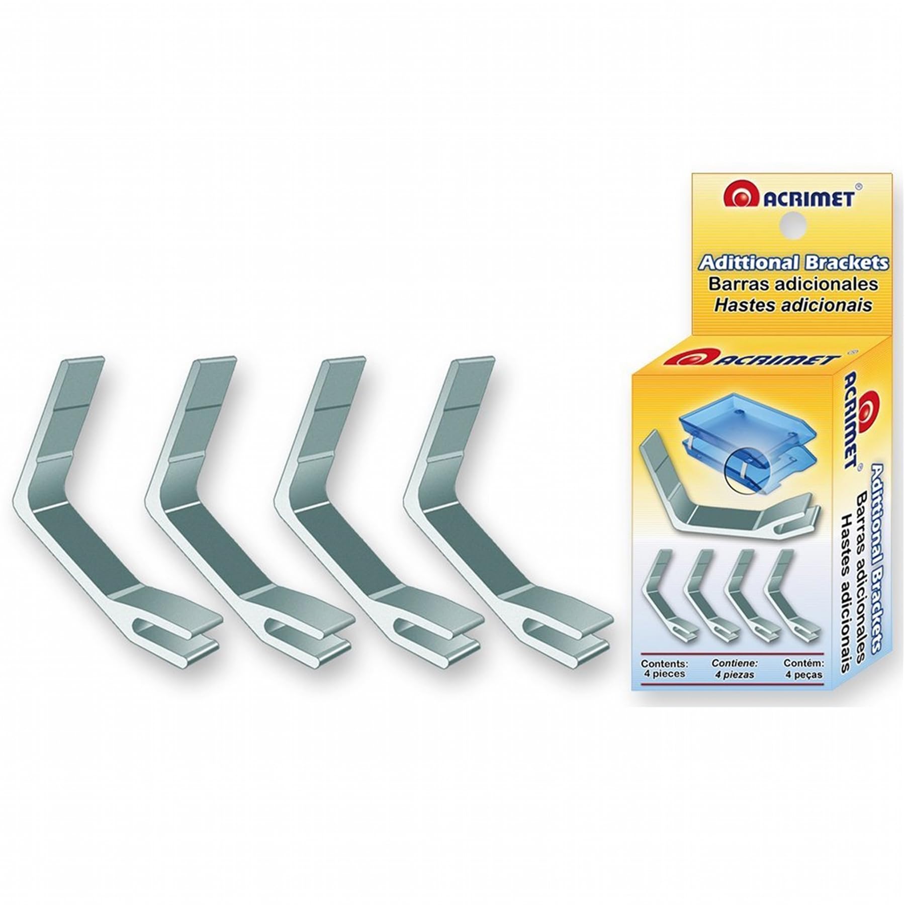 Acrimet Metal Support Brackets – Refill Set for Acrimet Facility Letter Trays, Sturdy Metal Construction, Silver Color, 4 Pieces (Adds One Level)