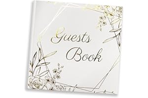 KIDEPOCH Wedding Guest Book 48 Sheet Photo Album Guest Book for Wedding Reception with Gold Foil & Gilded Edges, 8” × 8” Guest Book for Funeral, Baby Shower Guest Book, Bridal Shower Sign In Book Polaroid Guest Book