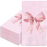FYSUIMU 100Pcs Pink Bow Guest Napkins Coquette Bowknot Disposable Napkins Cute Bow Girly Party Dinner Hand Napkin for Wedding Bachelorette Bridal or Baby Shower Birthday Party Supplies