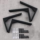Mooche 4Pcs Heavy Duty Shelf Brackets 6 Inch Black Stainless Steel Triangular view 8