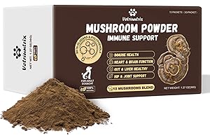 VETRIUNTRIX Turkey Tail Mushroom for Dogs, Organic 10 Mushroom Blend for Lipoma Lumps and Bumps, Probiotic Mushroom Powder with 50% β-Glucan for Dogs & Cats, Joint Gut Immune Skin Support-30 Day Supply