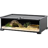 REPTIZOO Small Reptile Tank 20" x 12" x 6" Glass Reptile Terrarium with Top Feeding Habitat for Snake Spider