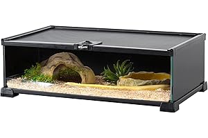 REPTI ZOO REPTIZOO Small Reptile Tank 20" x 12" x 6" Glass Reptile Terrarium with Top Feeding Habitat for Snake Spider