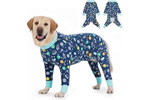 YEAPEETO Recovery Suit for Large Medium Dogs After Surgery, Soft Breathable Anti Licking Dog Onesie E-Collar & Cone Alternative, Pet Bodysuit for Preventing Hair Loss Full Cover Wound(4XL, Rocket)