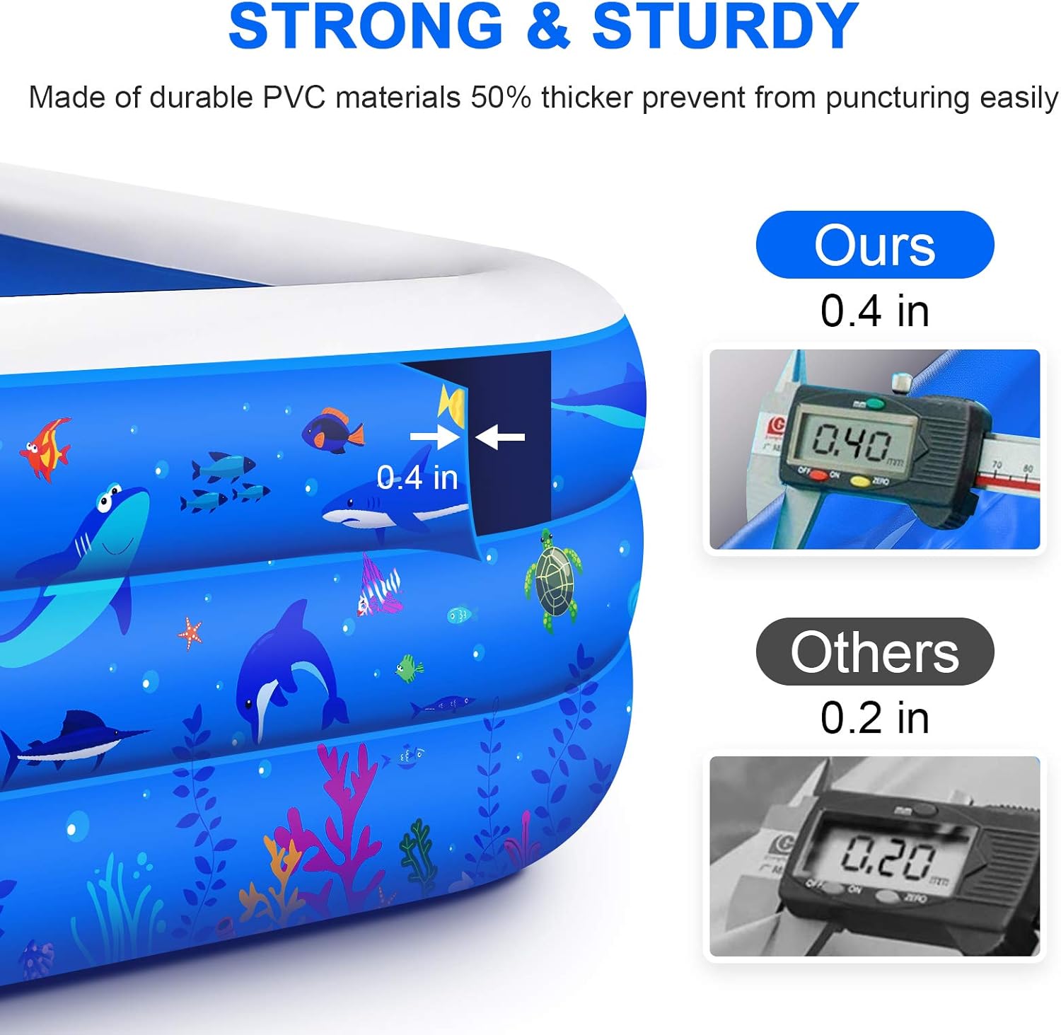 Inflatable Swimming Pool, 118" X 72" X 22" Full-Sized Family Lounge Pool for Kids Adults Baby Children, Thick Wear-Resistant Blow Up Kiddie Pools for Outdoor Garden Backyard Summer Water Party: Kitchen & Dining