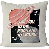 KEUSPI Aesthetic Throw Pillows Covers 18x18 Trendy Retro Love You to The Moon and to Saturn Throw Pillow Cover,Cute Pink y2k Throw Pillow Covers for Dorm Room Decor