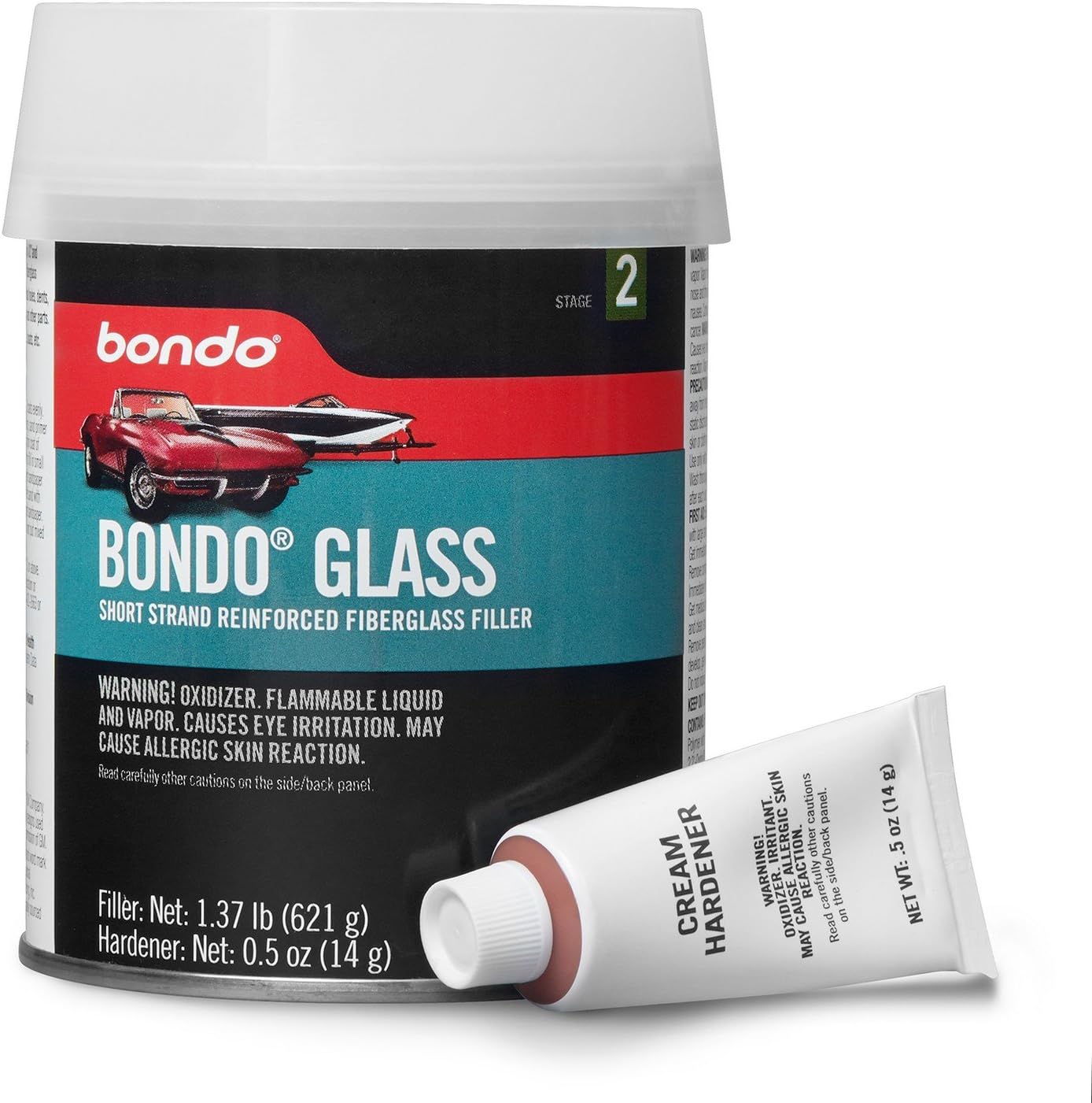 3M 277 Bondo Glass, Short Strand Reinforced Fiberglass Filler, Stage 2, 1.37 lbs. Filler with 0.5 oz Hardener: Garden & Outdoor