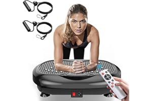 Natini Vibration Plate Exercise Machine - Whole Body Workout Vibration Platform Lymphatic Drainage Machine for Weight Loss Home Fitness with Resistance Bands Remote