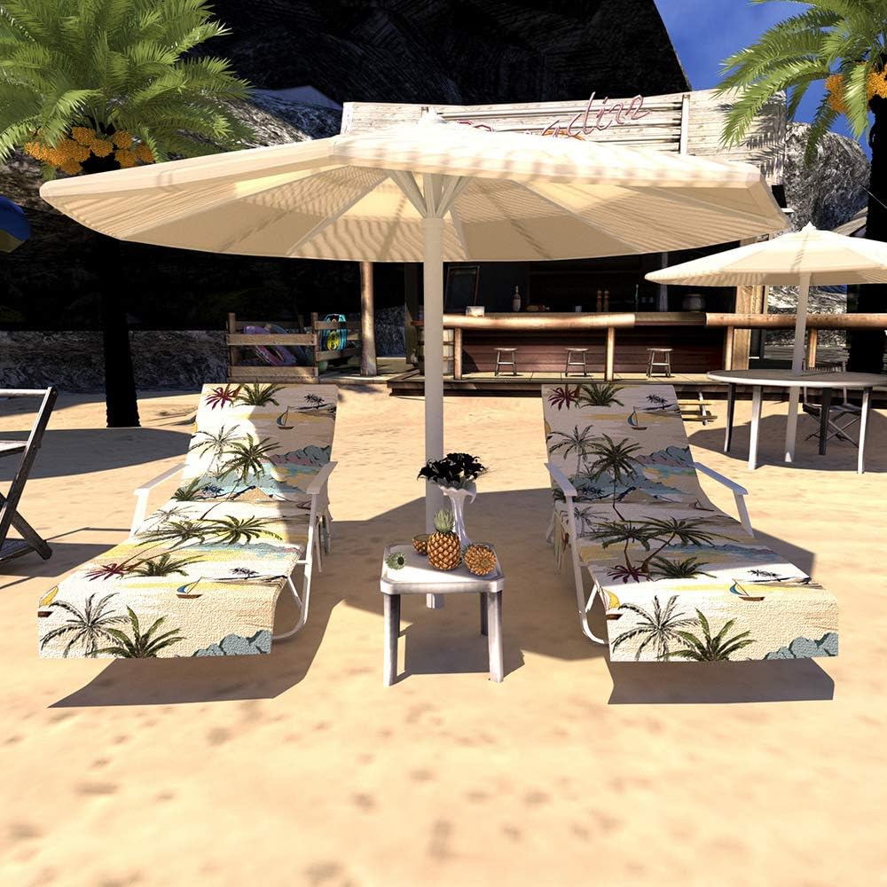 Lounge Chair Cover,Microfiber Beach Towel Cover Patio Chairs and Recliners Cover,Chaise Lounge Chair Cover Sun Lounger with Pockets for Pool,Hotel,Vacation,Sunbathing Fast Drying Terry Towel (Y12): Kitchen & Dining