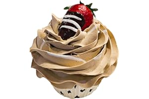Dezicakes Fake Cupcakes & Cake – Artificial Cakes for Display – Faux Cake Decorations for Home & Kitchen - Cake Plate Fake Food Desserts Chocolate Dipped Strawberry Cupcake