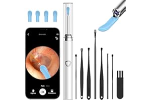 Coolfor Ear Wax Removal,Ear Wax Removal Tool with Camera HD 1080P,Wireless Ear Scope Otoscope with 6 LED Lights,Ear Cleaner Kit with 5 Ear Spoon,Ear Cleaner for iOS and Hongmeng Smart Phone