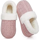 ATHMILE House Slippers for Women Memory Foam Closed Back House Shoes Outdoor Indoor Bedroom Slippers Chenille Knit Fleece Fuzzy Comfy Cozy