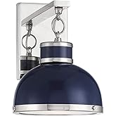 Savoy House 9-8884-1-174 Corning Modern Farmhouse Metal Wall Sconce, 1-Light 60 Watt, 11" H x 8" W, Navy with Polished Nickel