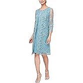 Alex Evenings Womens Women's Midi Scoop Neck Shift Dress with Jacket - Mother of The Bride Dress (Petite and Regular Sizes)