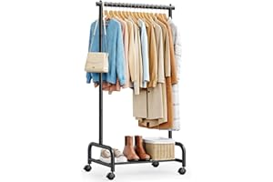 SLEEPING LAMB Heavy Duty Clothing Racks for Hanging Clothes, Metal Rolling Clothes Rack with Wheels, Sturdy Garment Wardrobe 