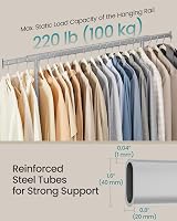 SONGMICS Clothes Rack on Wheels Heavy Duty 100 kg Extendable Rail 92-132 cm view 3