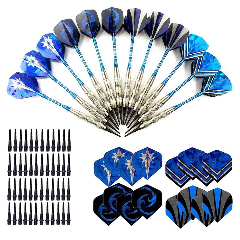 POFET 12PCS Set Soft Darts with Soft Tip Points for Electronic Dartboard with Extra 16 Dart Wing and 120 Black Plastic Dart Tips
