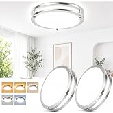 2-Pack 13in LED Flush Mount Ceiling Light Fixtures, 36W 3600LM Dimmable Close to Ceiling Light, 5CCT 2700K-6500K Adjustable, Modern Brushed Nickel Ceiling Lights for Kitchen Bedroom Bathroom Hallway
