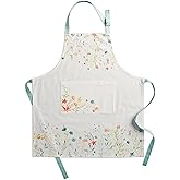 Maison d' Hermine Aprons for women with Pocket 100% Cotton (27.50"x31.50") | Adjustable Neck Strap &amp; long ties Apron Men Chef Wedding Cooking Gardening Server Maid