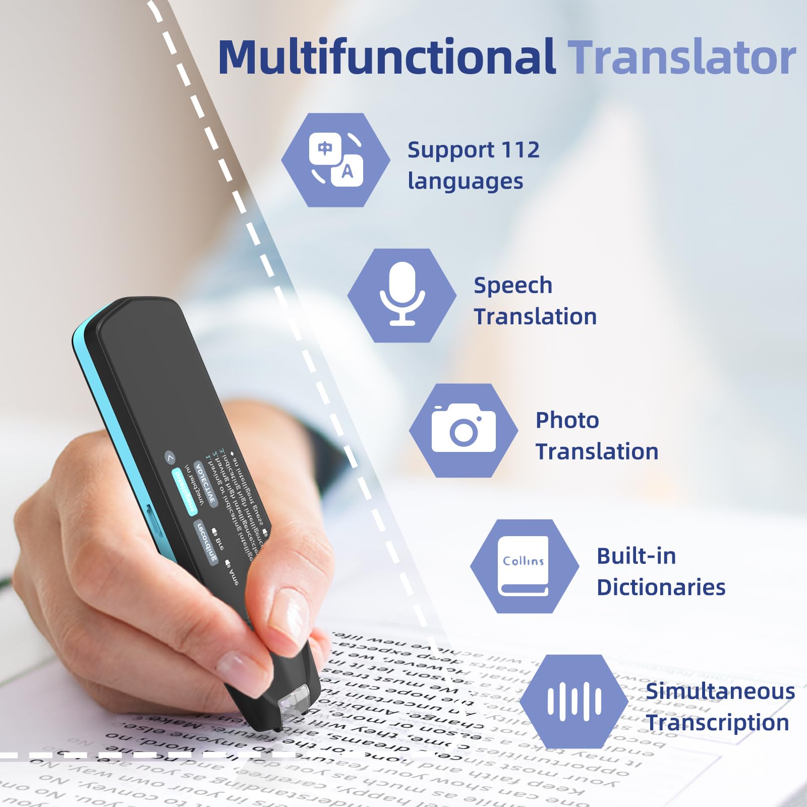 NEWYES Scan Reader Pen 4 [Collins Dictionary Built-in],Pen Scanner Text to Speech Device,16 GB Translation Pen Reading Pen Photo Translation Dictionay Pen for Students Adults (Scan Reader Pen 4 Pro)