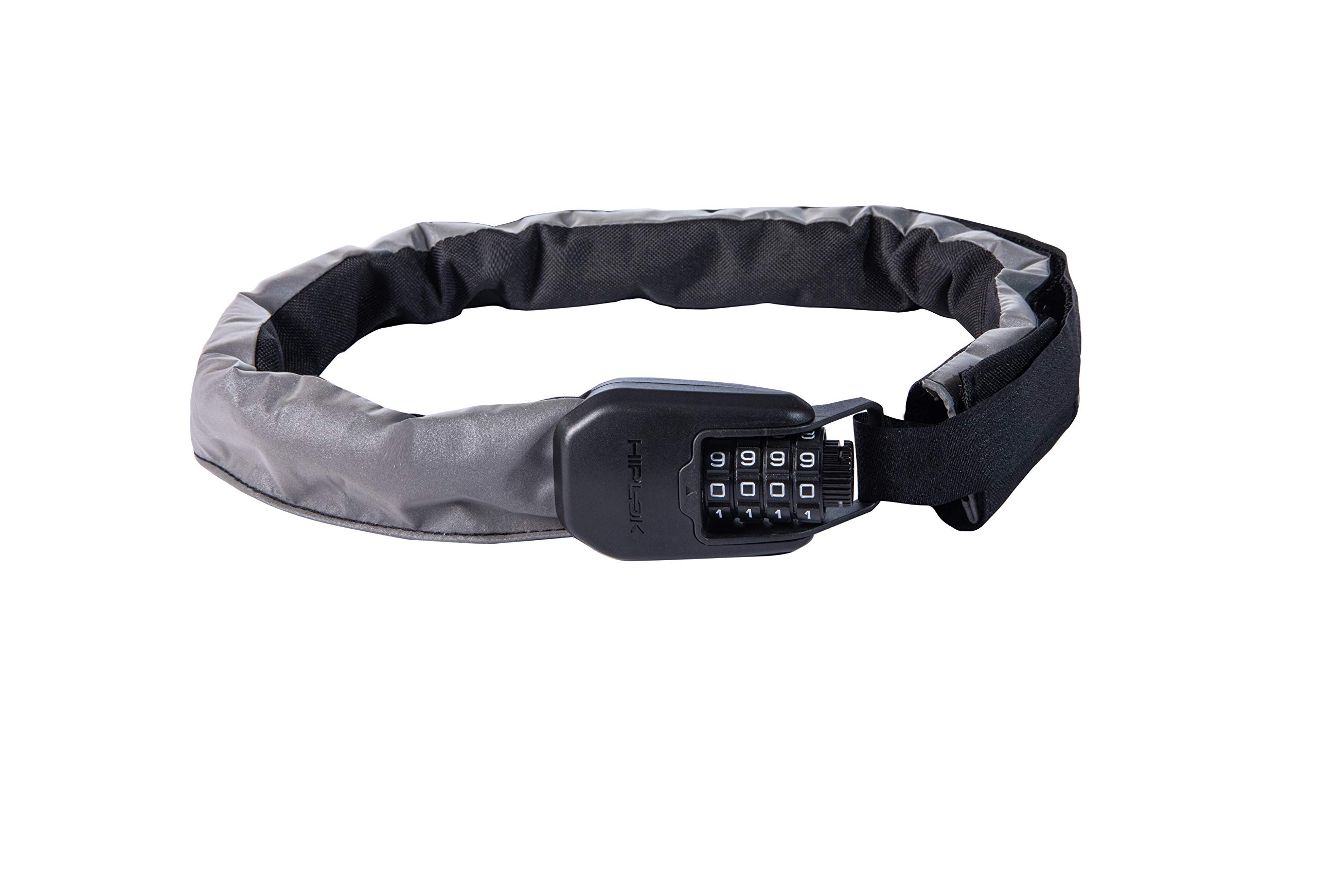 Hiplok Spin Bike Chain Lock with Combination Lock - Superbright (Hi-Vis/High Visibility). 75cm x 6mm Steel Chain. Lightweight, Anti-Scratch Sleeve