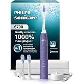 Philips Sonicare 6700 Rechargeable Electric Toothbrush, 3 Brush Head | 1000% More Plaque Removal&sup1;, Visual Pressure Sensor, 9 Brush Settings, App Connected, 21-Day Battery, Travel Case, HX7417/04