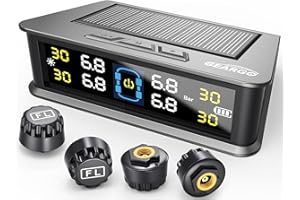 GEARGO RV Tire Pressure Monitoring System,0-99 PSI Tire Pressure Monitor System with Solar Charger,RV TPMS with 4 Sensors&6 Alarm Modes
