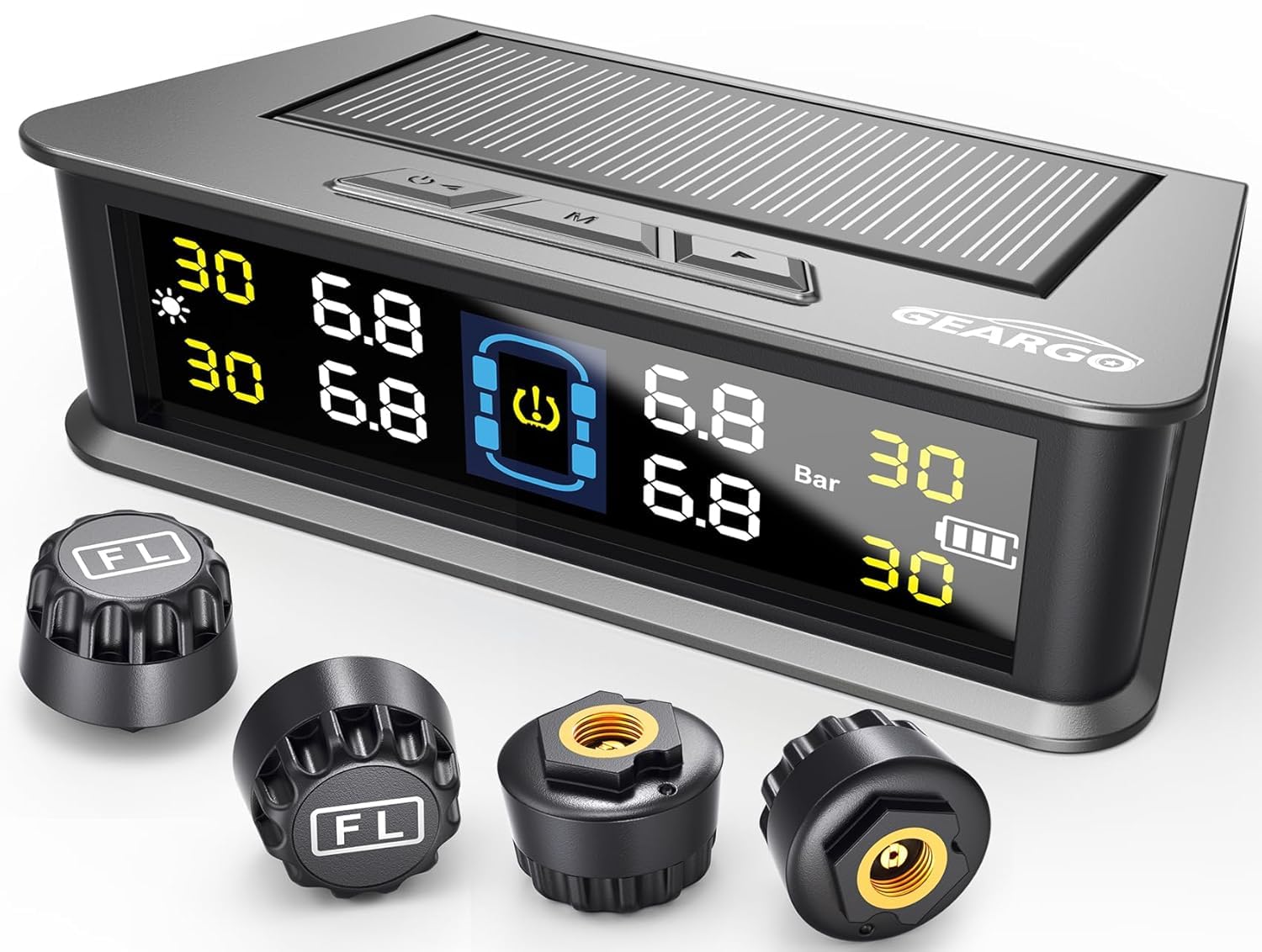 Photo 1 of RV Tire Pressure Monitoring System,0-99 PSI Tire Pressure Monitor System with Solar Charger,RV TPMS with 4 Sensors&6 Alarm Modes