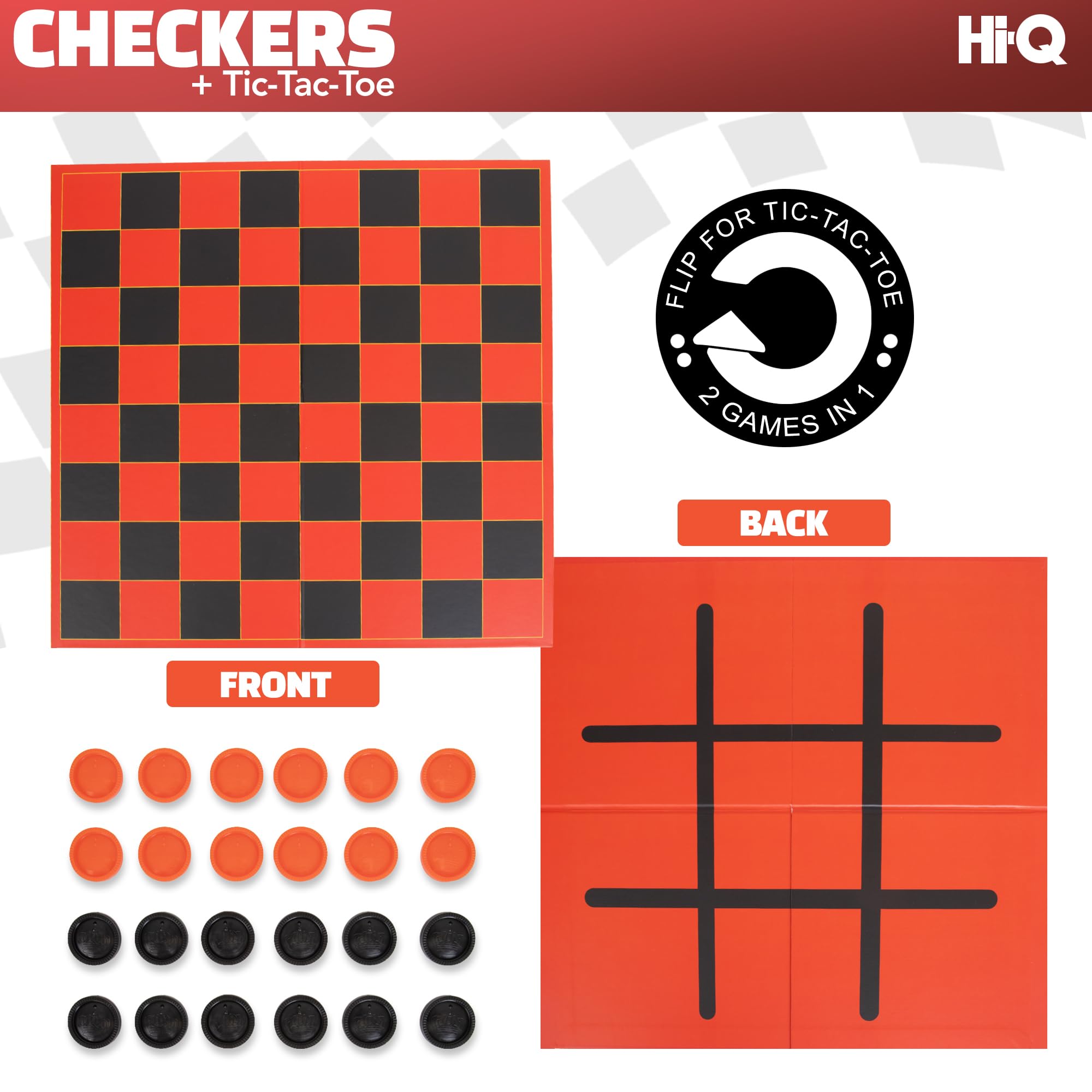 HI-Q Checkers & Tic-Tac-Toe Board Game for Kids: Unleash The Fun with Interlocking Pieces & Foldable Design